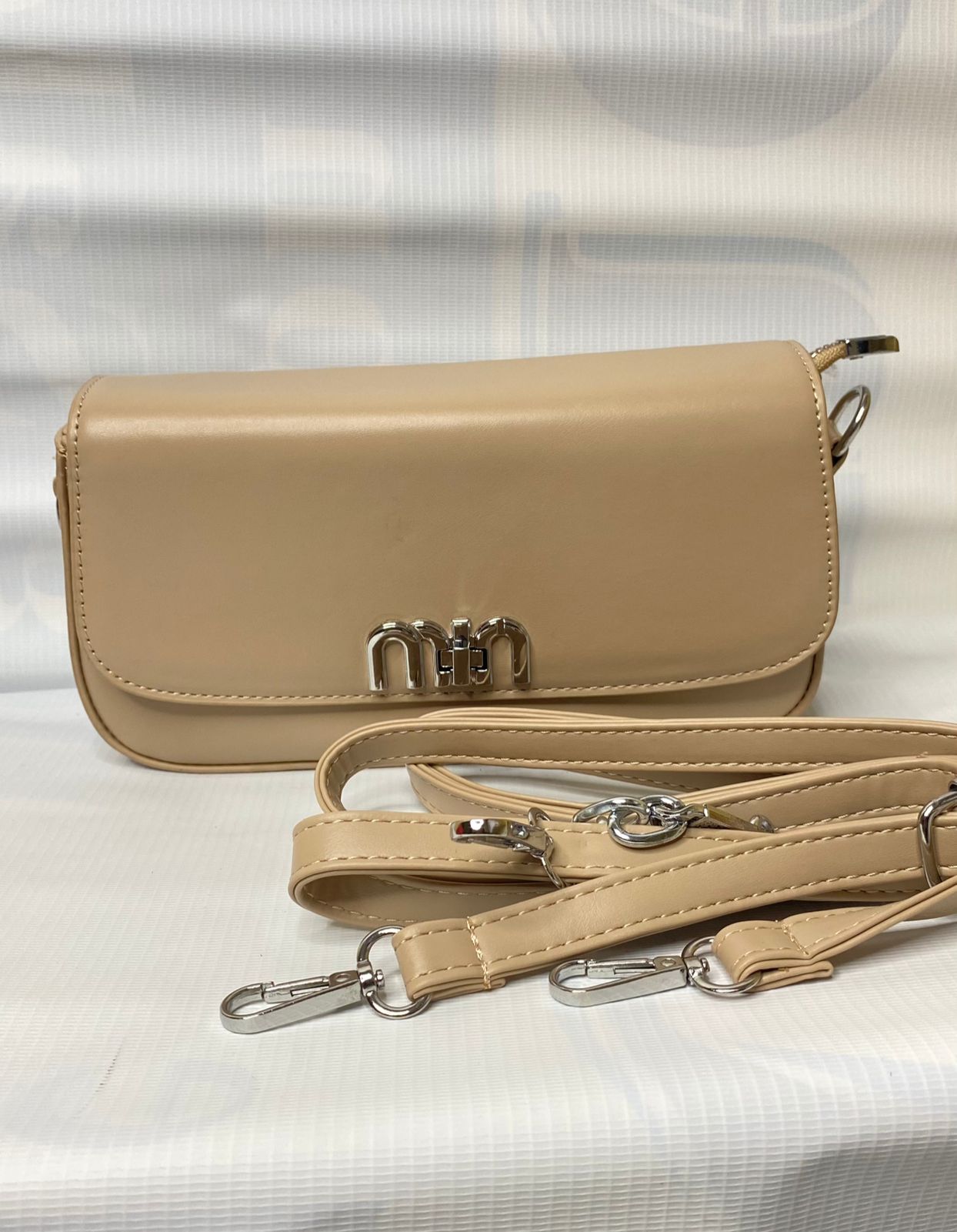 Leather Shoulder Bag ( beige )